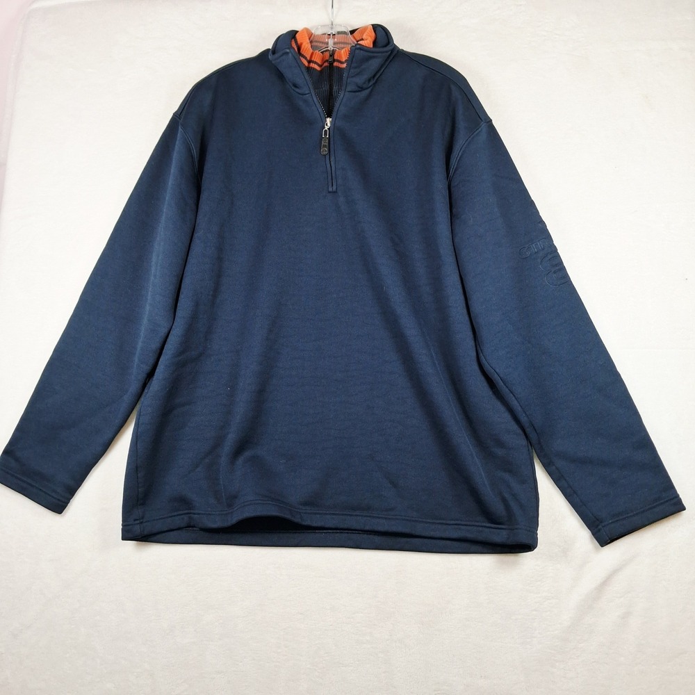 Structure Mens XL Navy Blue Quarter Zip Pullover Fleece Lined Mock Neck Sweater